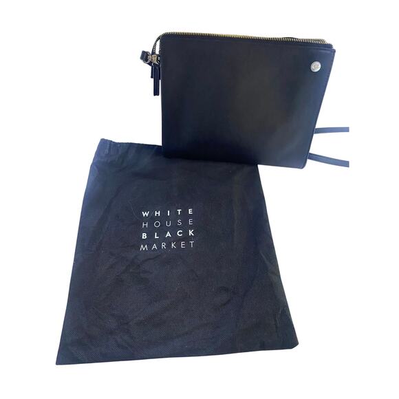 White House Black Market Black Cross Body Purse Partial Suede  With Storage Bag - Picture 4 of 7
